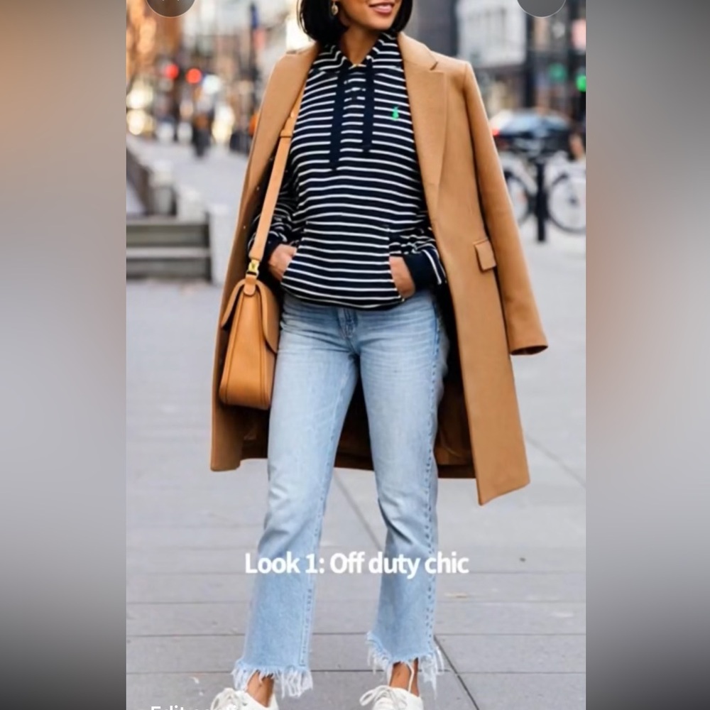 Ralph Lauren Jeans Co. Navy and white striped hooded sweater, nautical